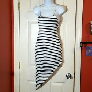 BALUOKE Bodycon spaghetti strap angled hem dress